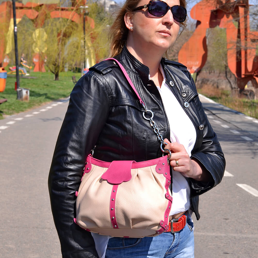 poseta piele roz