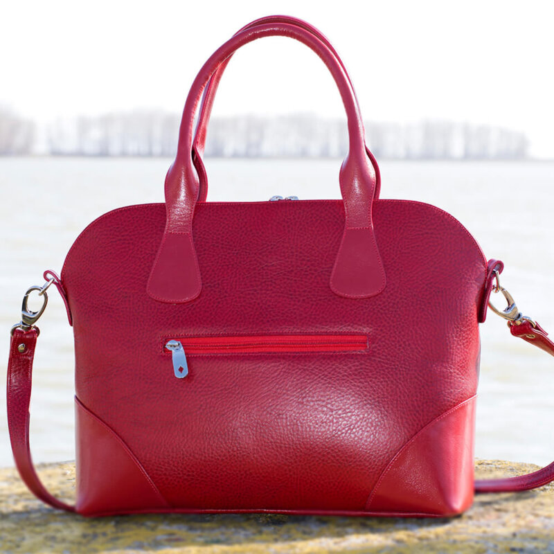 poseta piele rosie