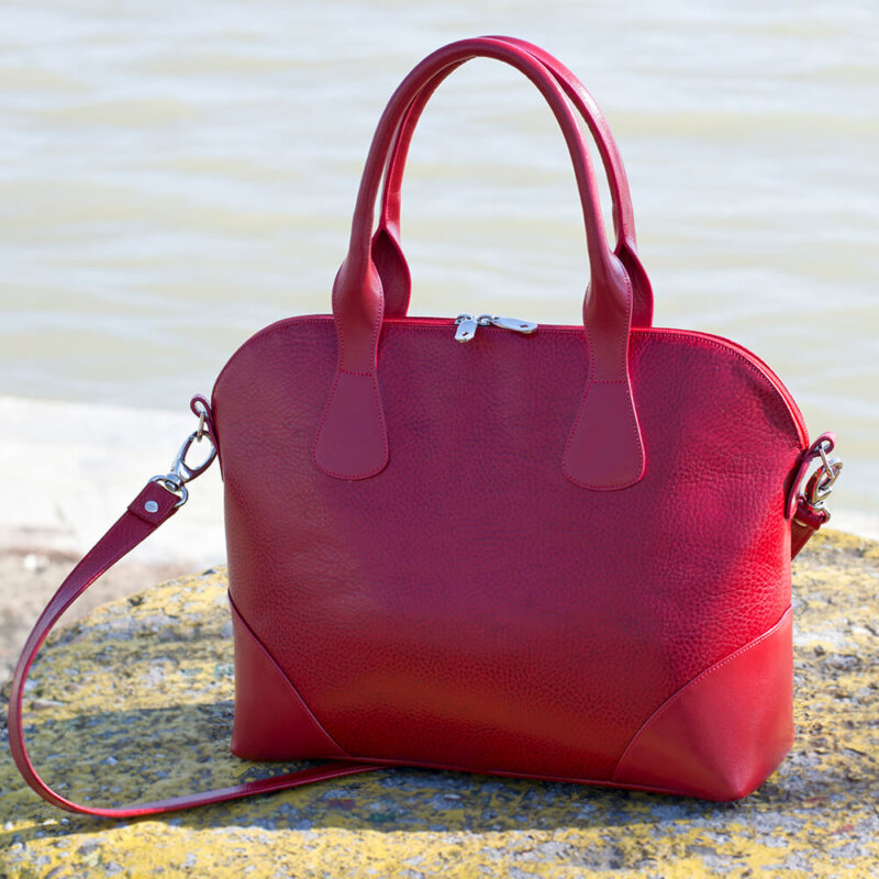 poseta piele rosie