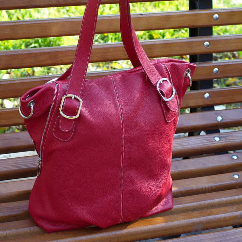 poseta piele rosie