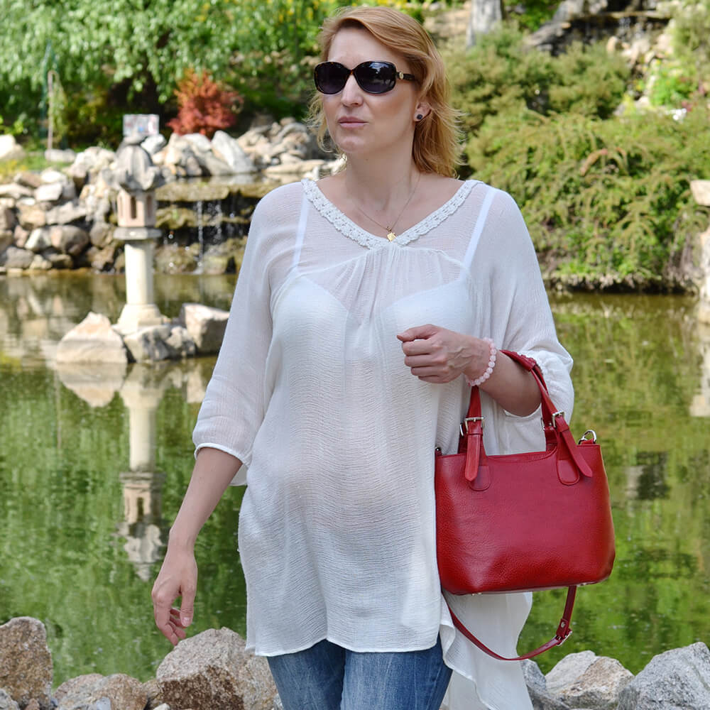 poseta piele rosie