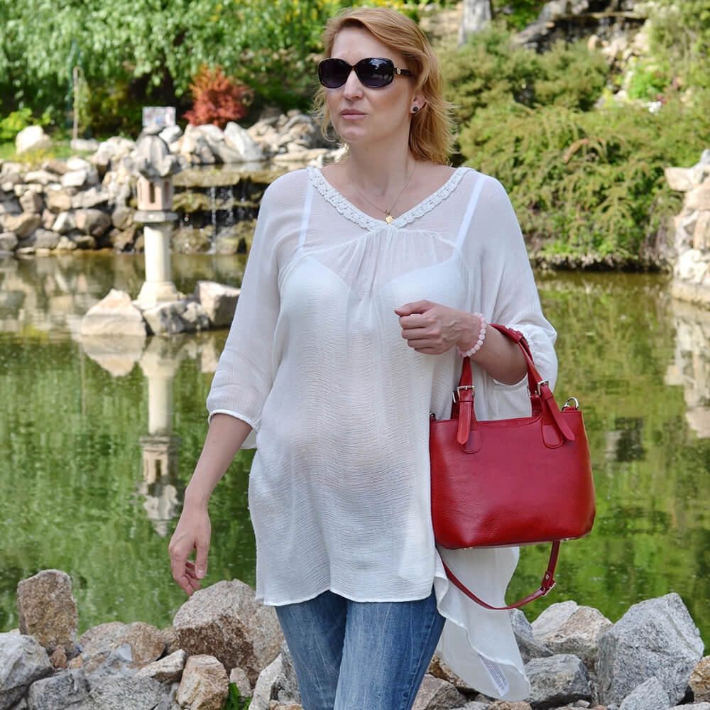 poseta piele rosie